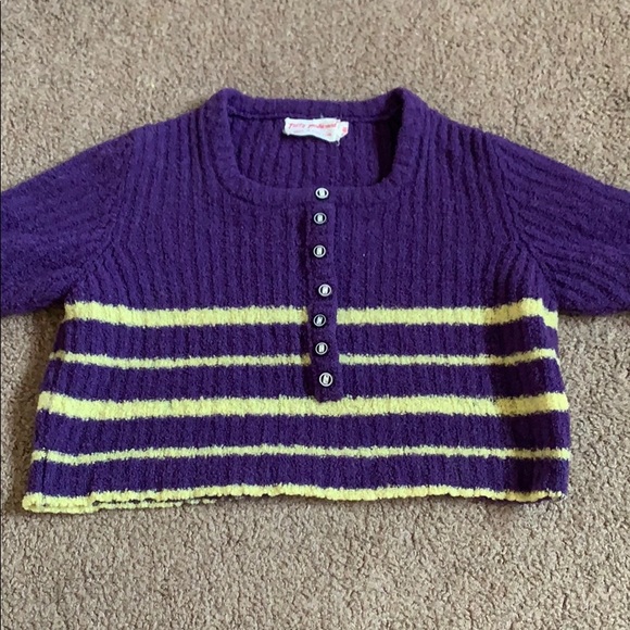 purple striped crop top - Picture 2 of 2
